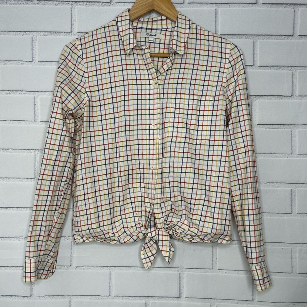 Madewell button down tie front top size small